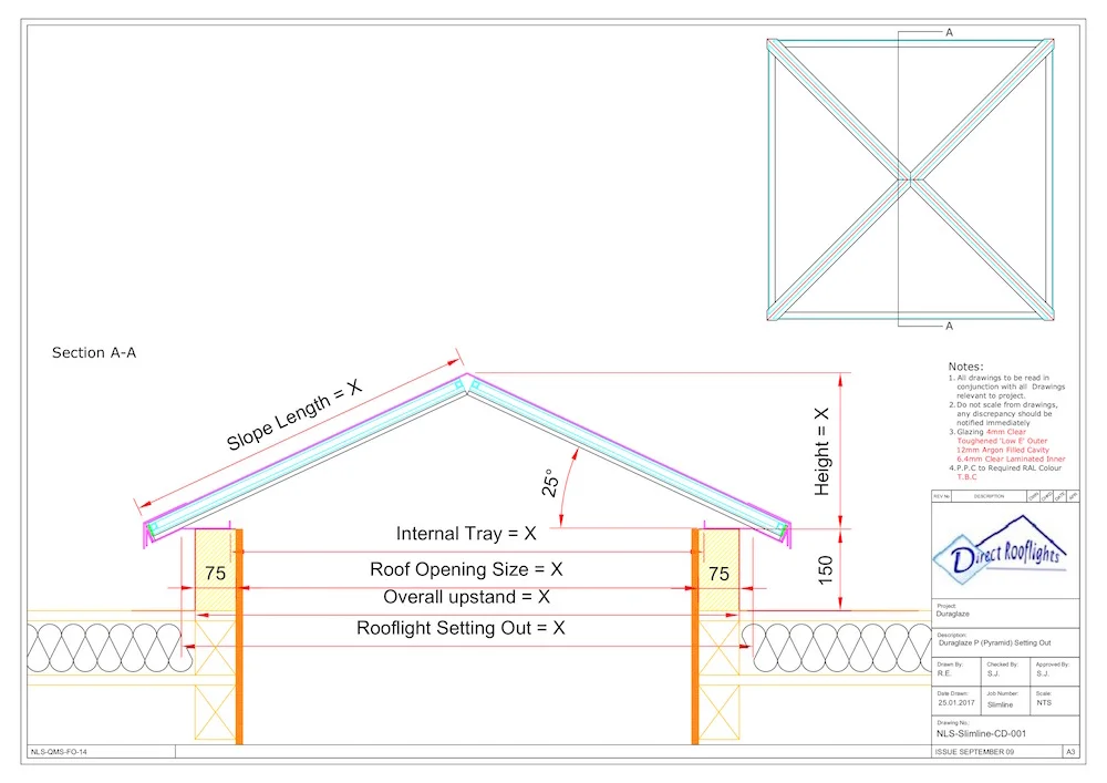 Duraglaze P Pyramid technical drawing