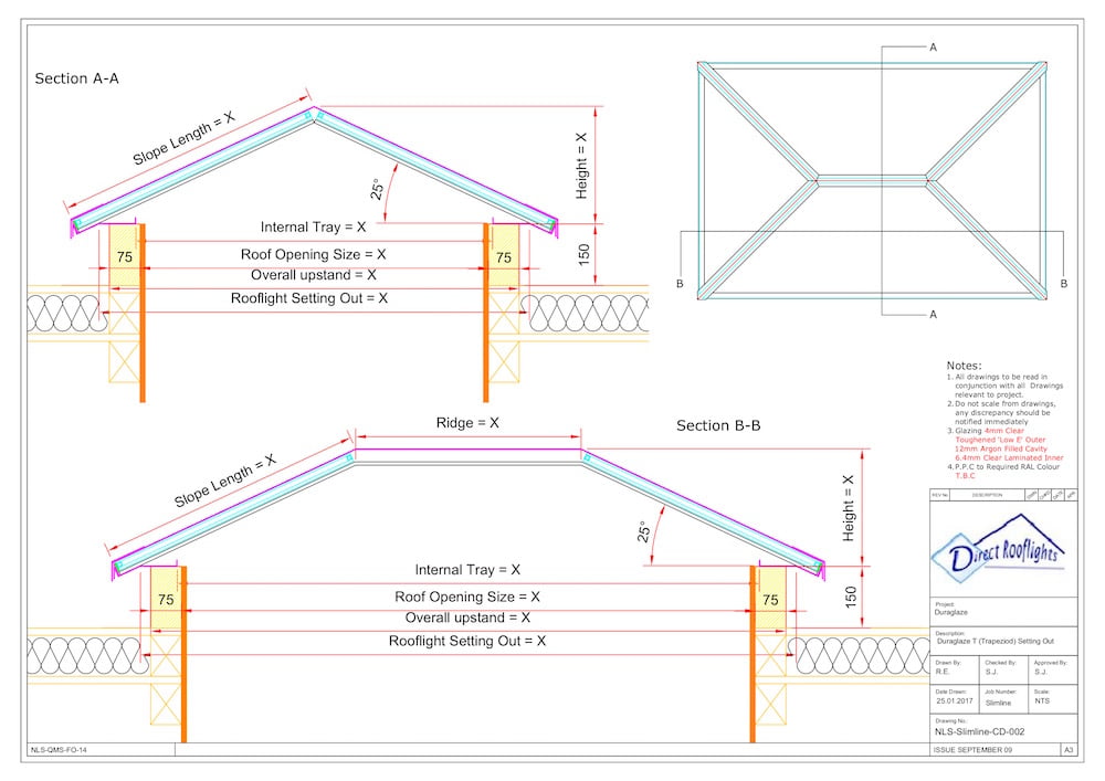 Duraglaze T Trapezoid technical drawing